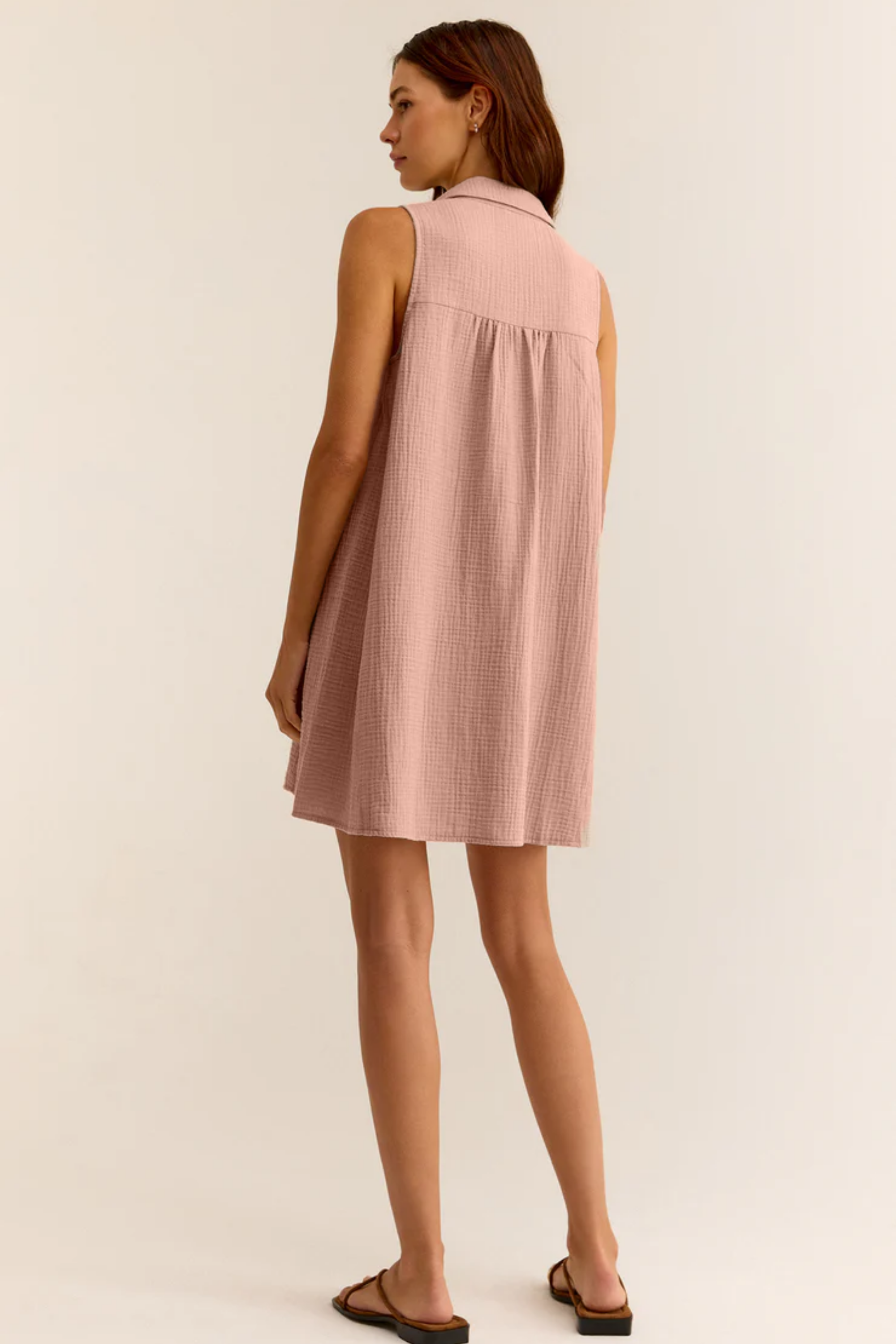 Müslin Mini Elbise - Cepli Plaj Elbisesi - Plaj, Günlük.