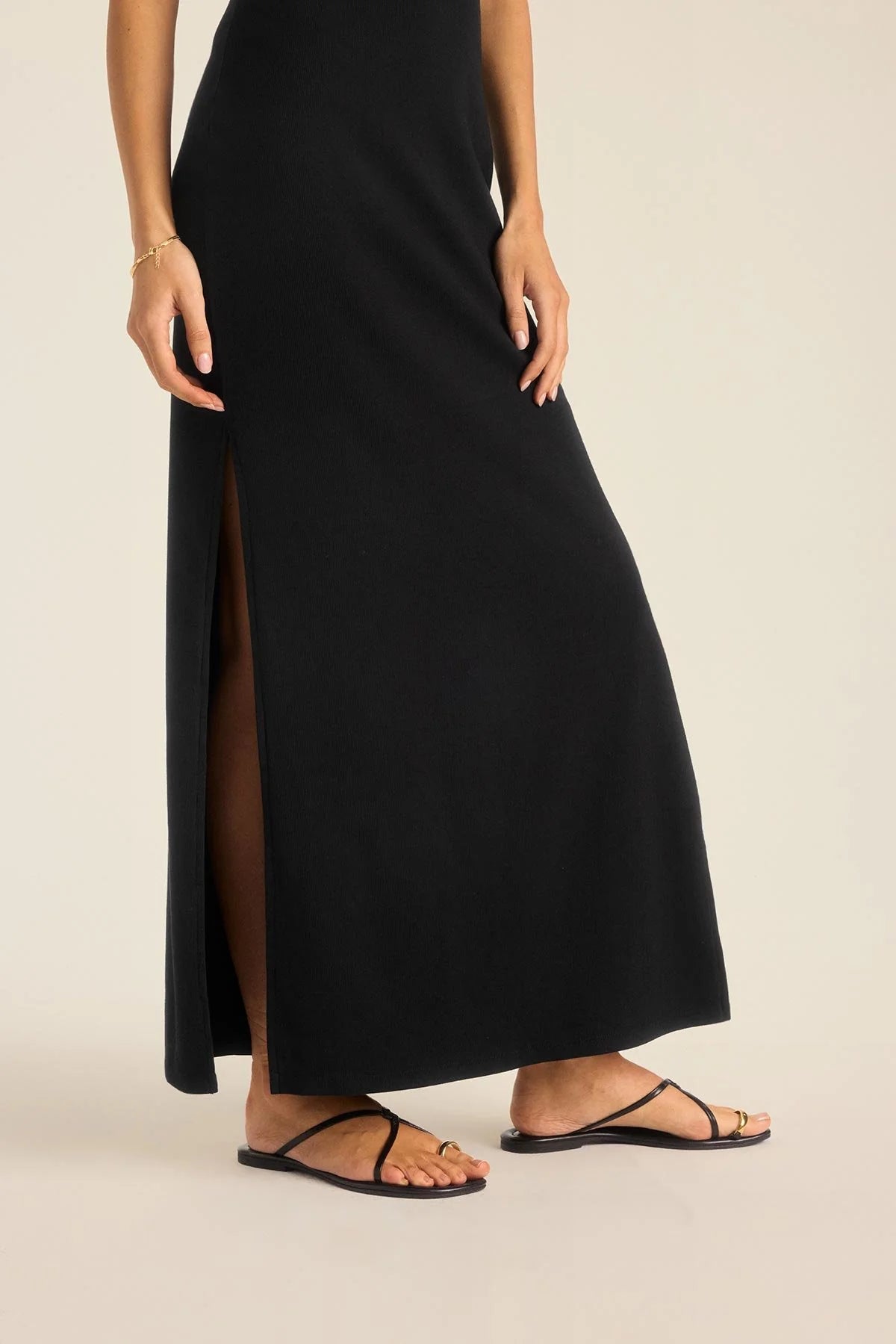 Yırtmaçlı Halter Yaka Atlet Kesim Ribana Elbise