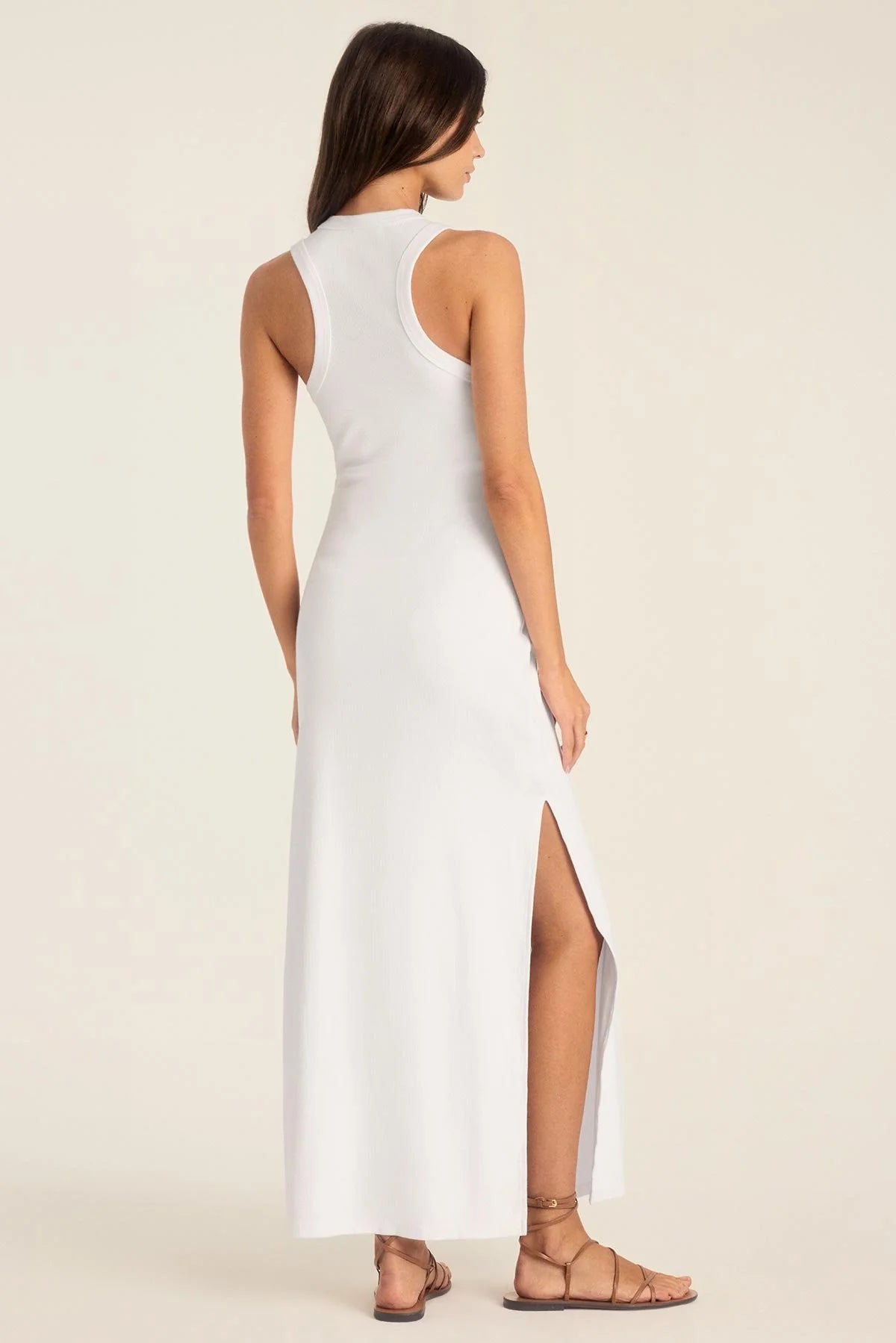 Yırtmaçlı Halter Yaka Atlet Kesim Ribana Elbise