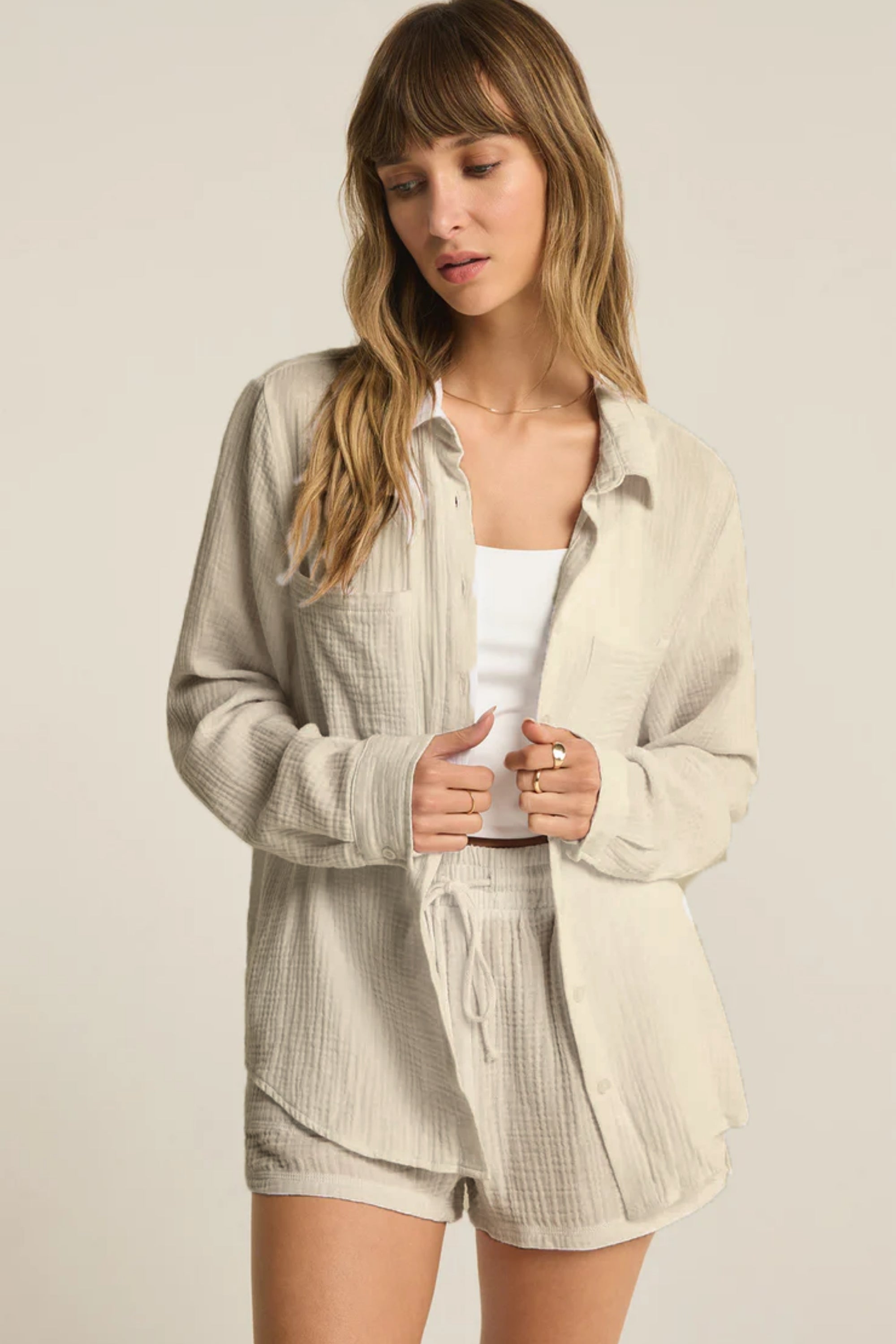 Pamuk Müslin Kadın Gömlek - 2 Kat Müslin Kumaş - Günlük, Plaj.