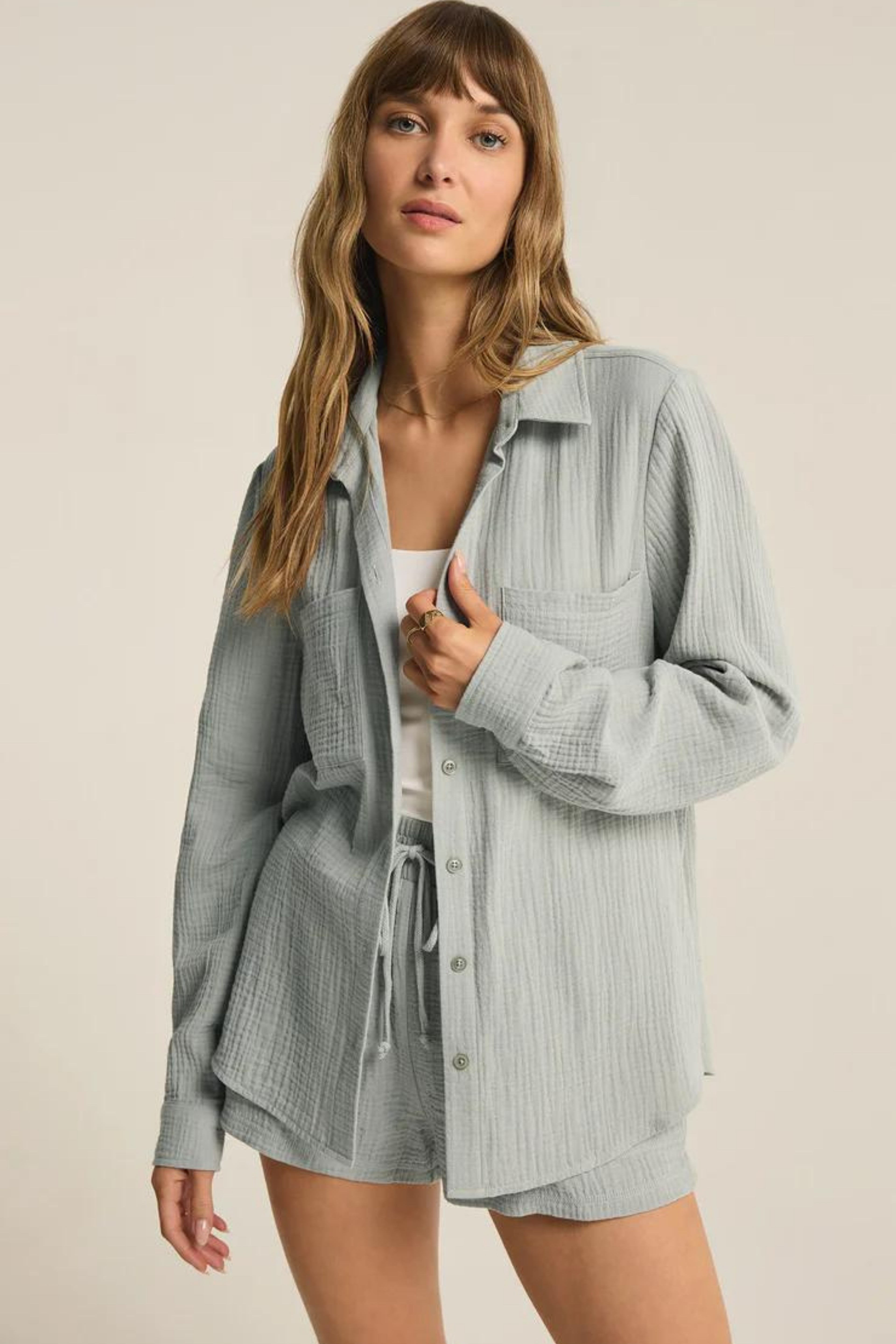 Pamuk Müslin Kadın Gömlek - 2 Kat Müslin Kumaş - Günlük, Plaj.