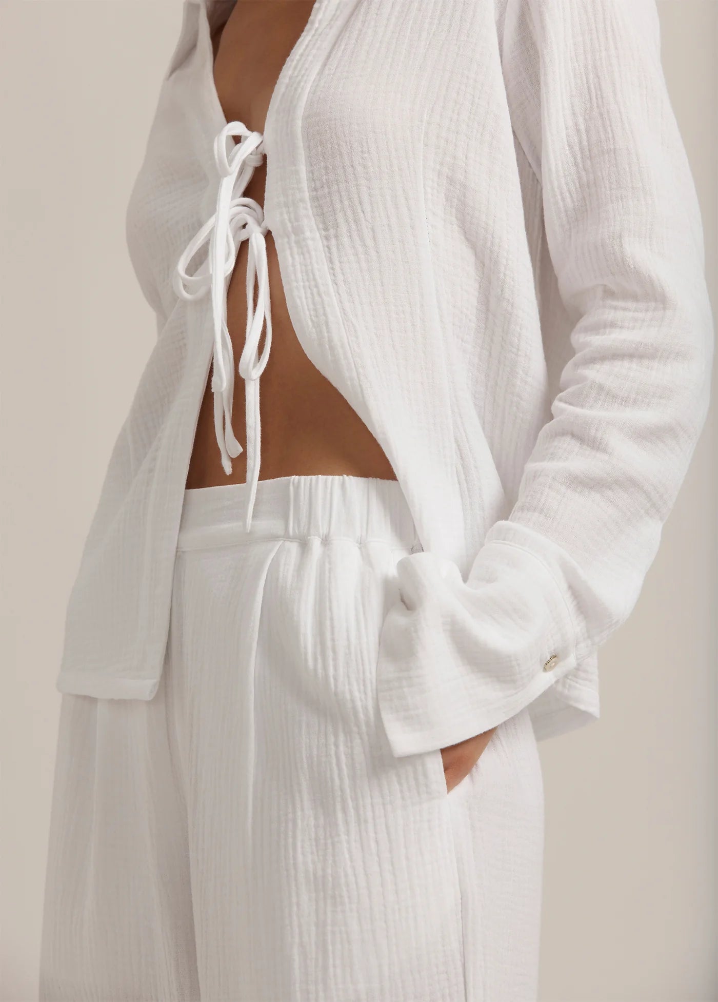 Bağlamalı Müslin Kadın Gömlek – Müslin Kumaş – Hafif, Nefes Alabilir – Plaj & Günlük