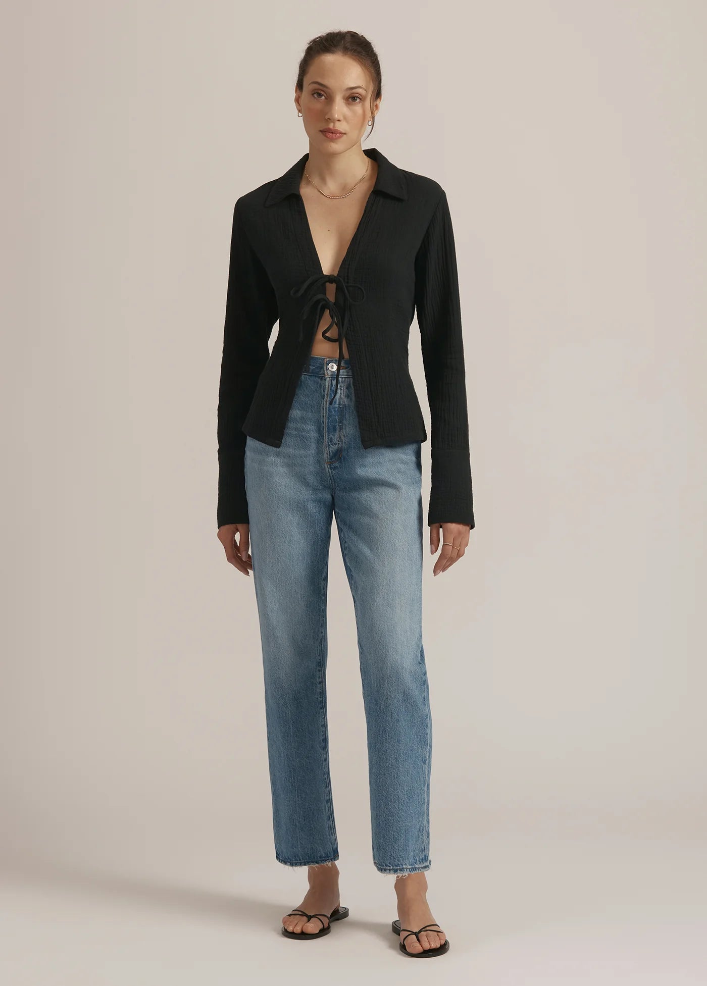 Bağlamalı Müslin Kadın Gömlek – Müslin Kumaş – Hafif, Nefes Alabilir – Plaj & Günlük