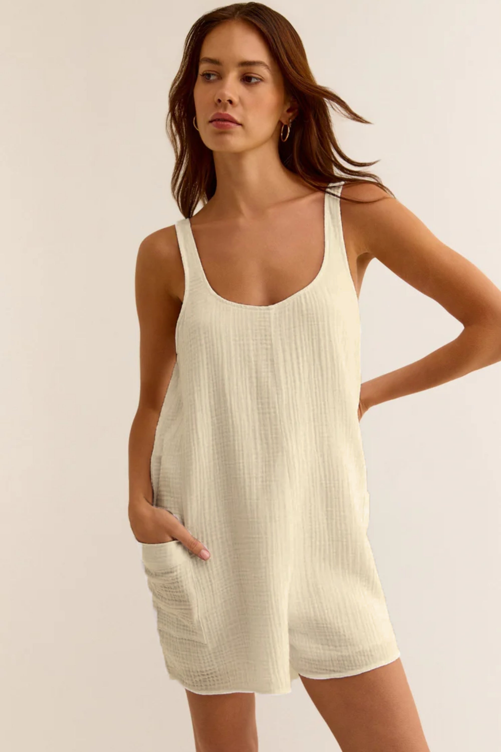 Kadın Mini Elbise/Tulum - Organik 2 Kat Müslin Kumaş