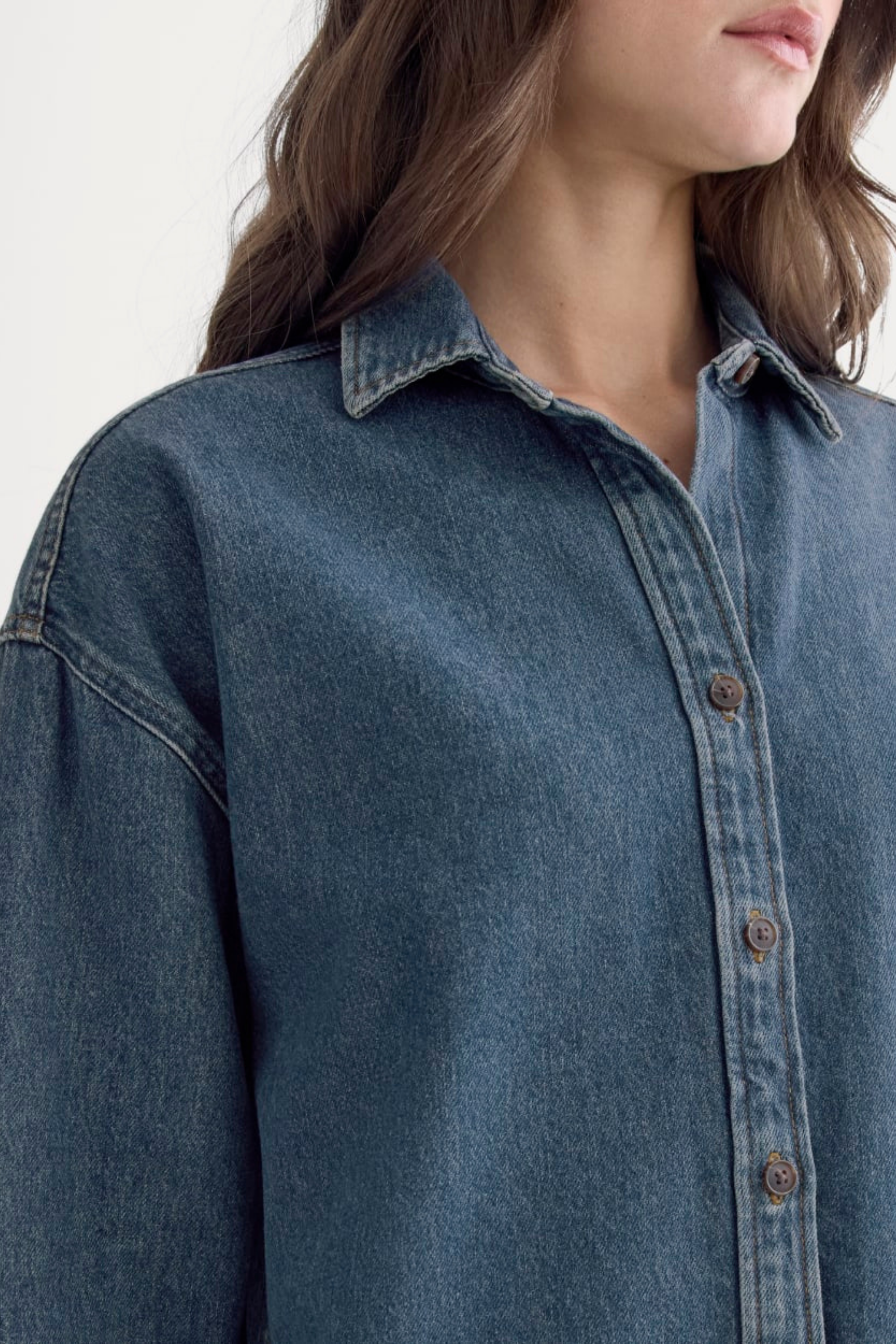 Oversize Gömlek & Mini Etek İkili Denim Takım - Modern Kesim İkili Kot Takım (Gömlek-Etek).