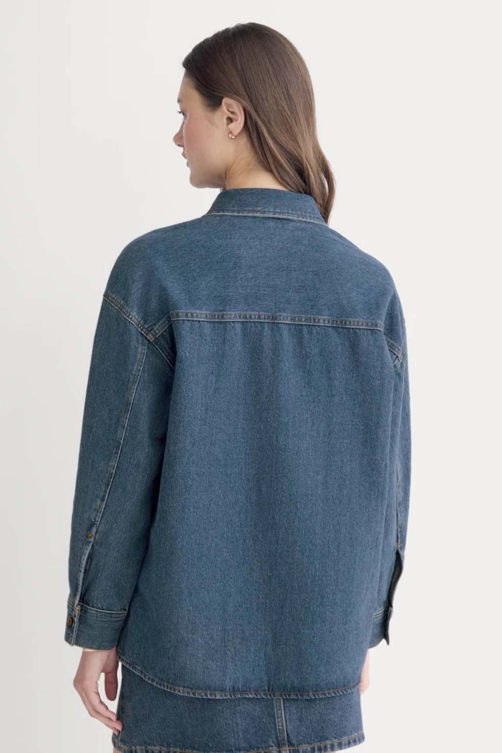 Oversize Gömlek & Mini Etek İkili Denim Takım - Modern Kesim İkili Kot Takım (Gömlek-Etek).