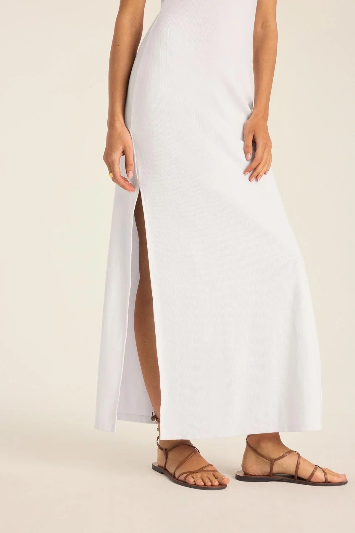 Yırtmaçlı Halter Yaka Atlet Kesim Ribana Elbise