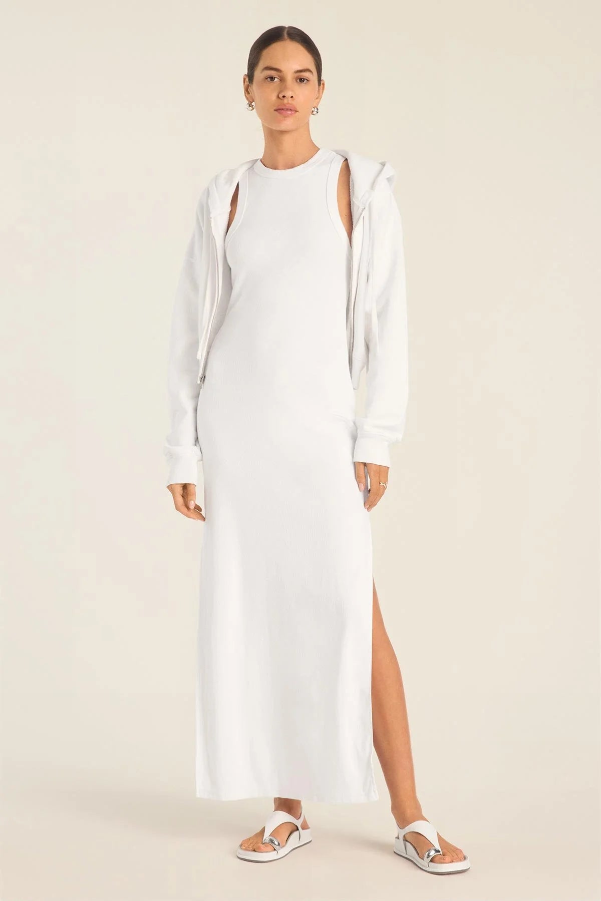 Yırtmaçlı Halter Yaka Atlet Kesim Ribana Elbise