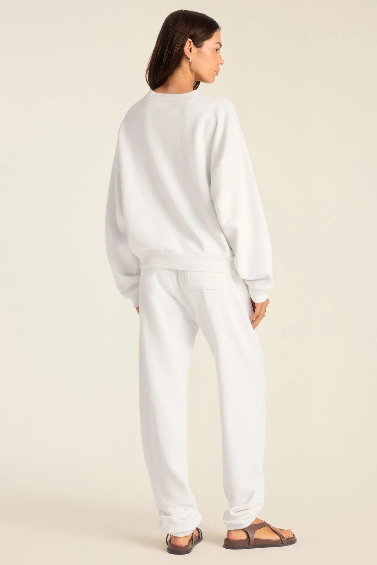 Kadın Rahat Kesim Bisiklet Yaka Crop Sweatshirt – Lounge, Ev ve Günlük