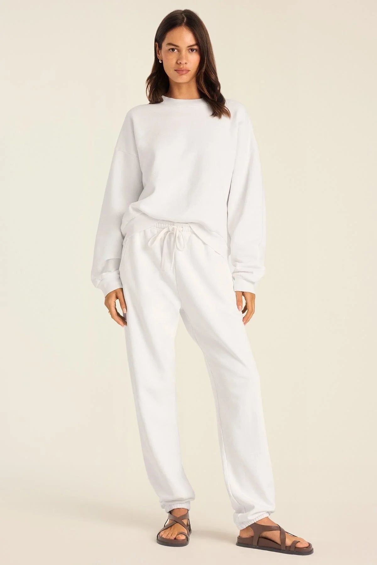 Kadın Rahat Kesim Bisiklet Yaka Crop Sweatshirt – Lounge, Ev ve Günlük