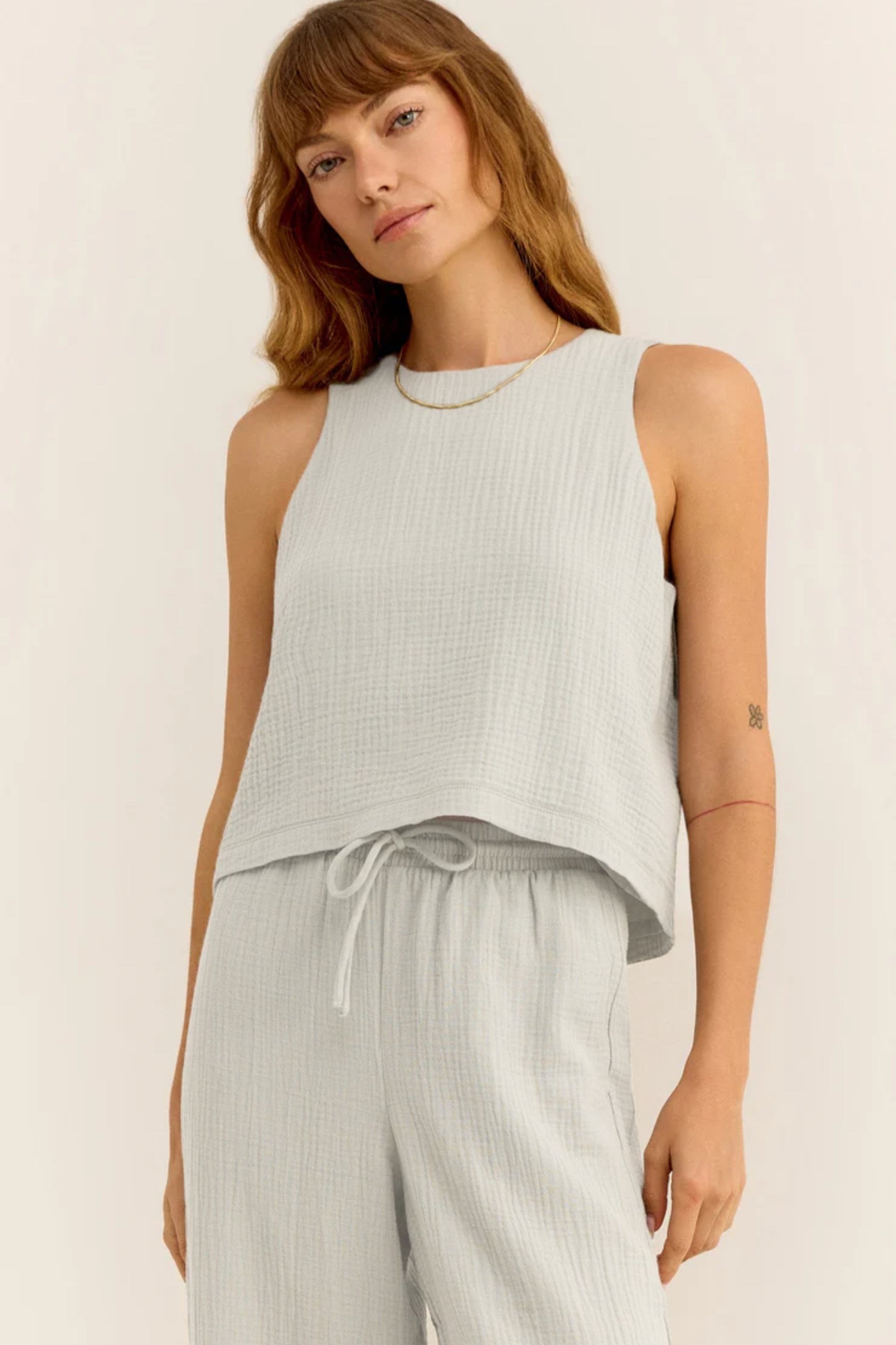 Müslin Kadın Oval Yaka Bluz ve Pantolon Seti – Plaj, Tekne & Günlük Kullanım