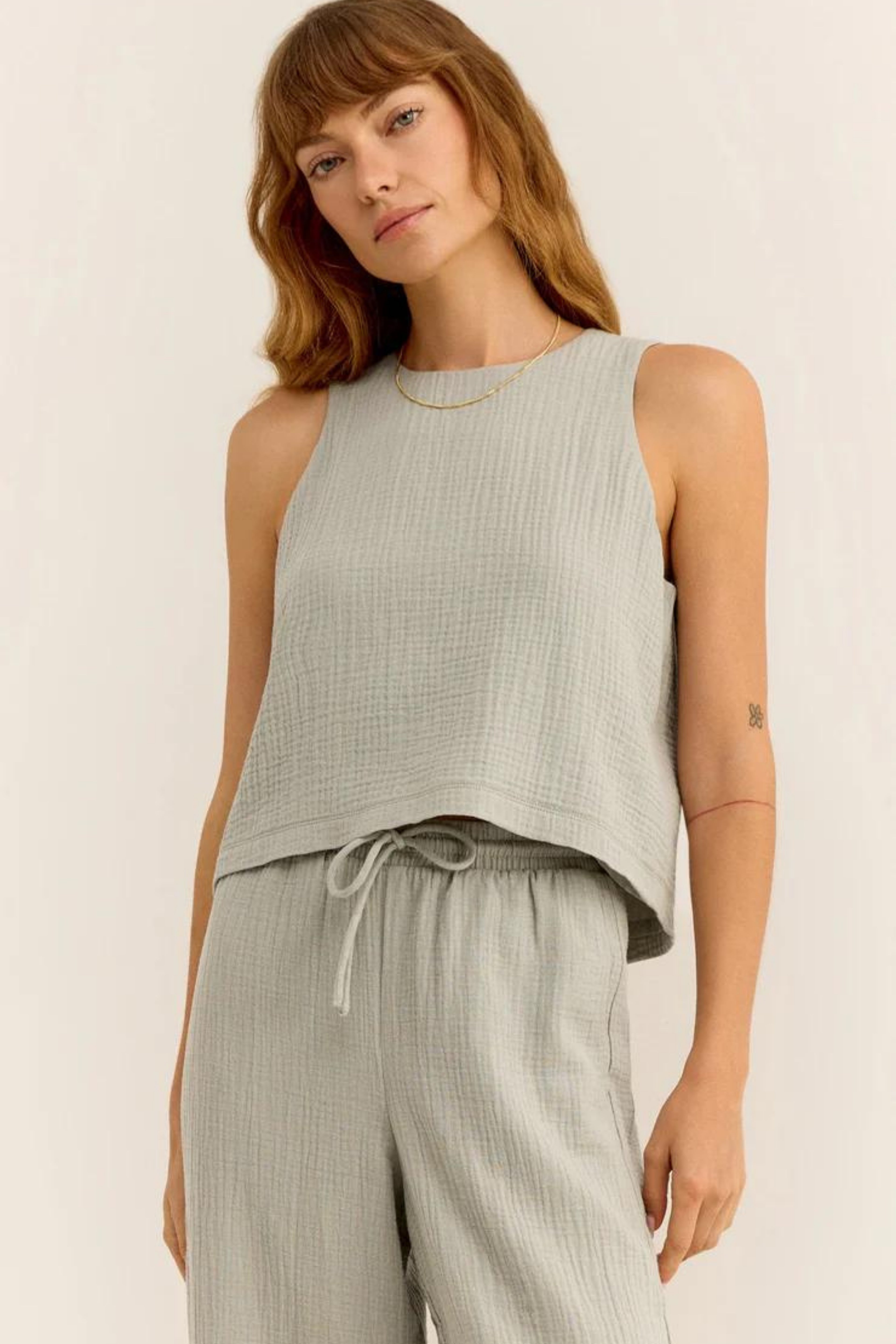 Müslin Kadın Oval Yaka Bluz ve Pantolon Seti – Plaj, Tekne & Günlük Kullanım