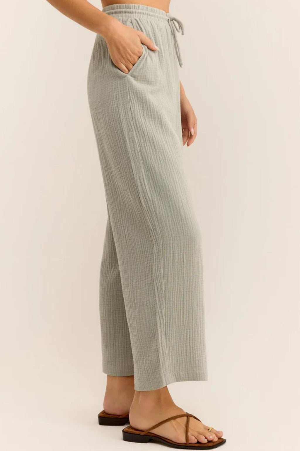 Müslin Kadın Oval Yaka Bluz ve Pantolon Seti – Plaj, Tekne & Günlük Kullanım