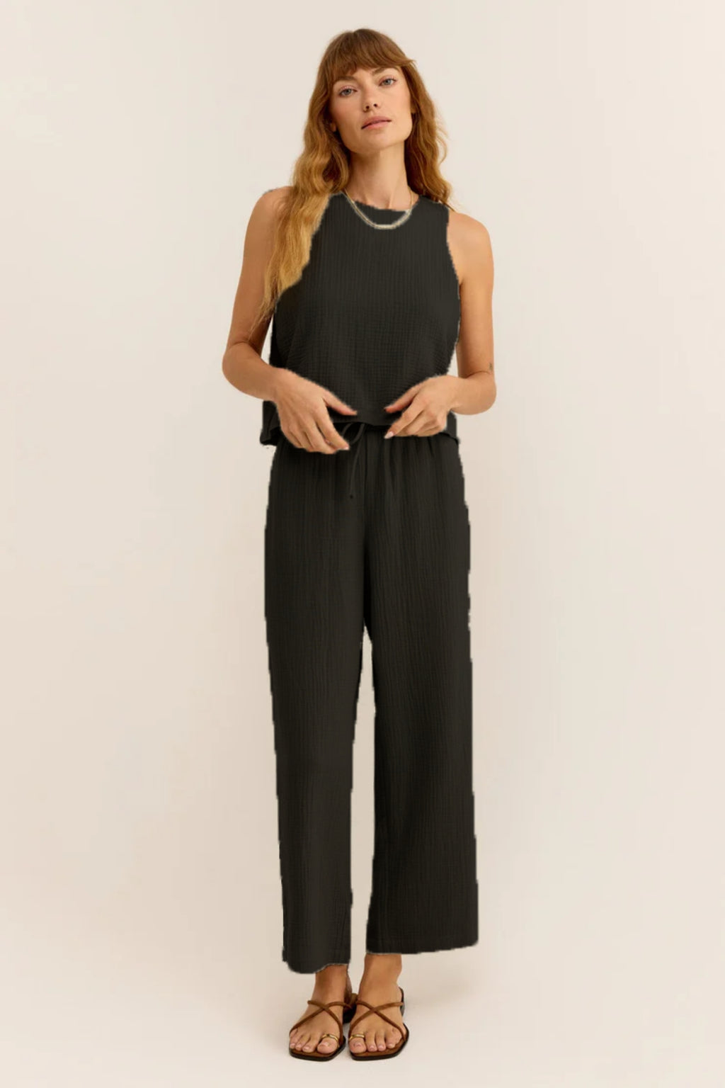 Müslin Kadın Oval Yaka Bluz ve Pantolon Seti – Plaj, Tekne & Günlük Kullanım