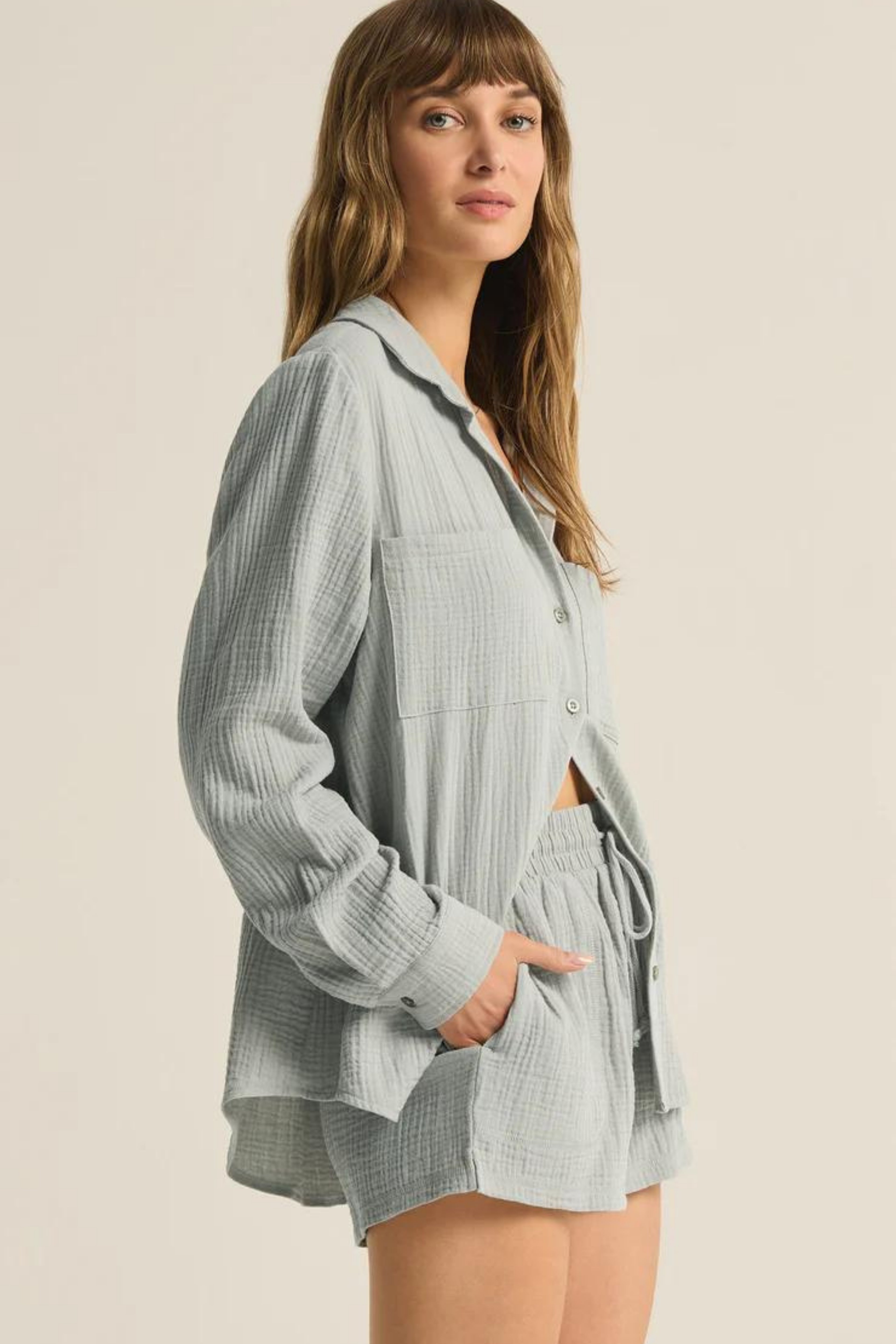 Pamuk Müslin Kadın Gömlek - 2 Kat Müslin Kumaş - Günlük, Plaj.