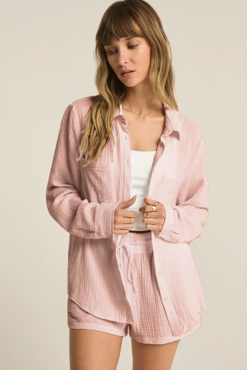 Pamuk Müslin Kadın Gömlek - 2 Kat Müslin Kumaş - Günlük, Plaj.