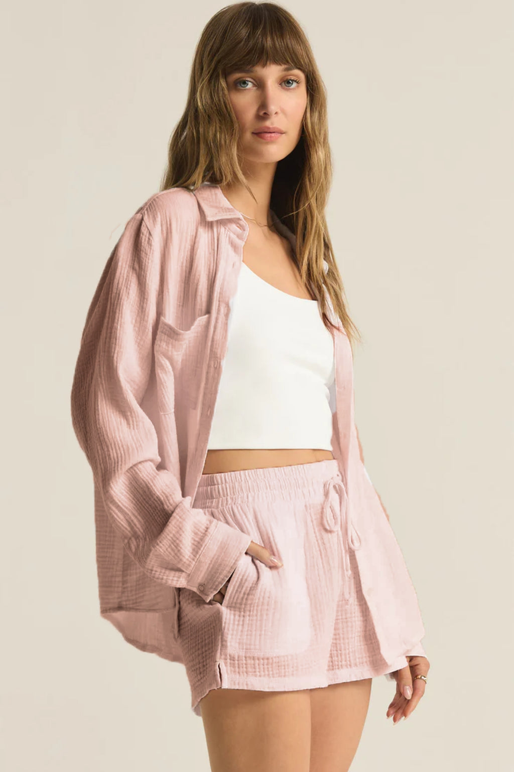 Pamuk Müslin Kadın Gömlek - 2 Kat Müslin Kumaş - Günlük, Plaj.