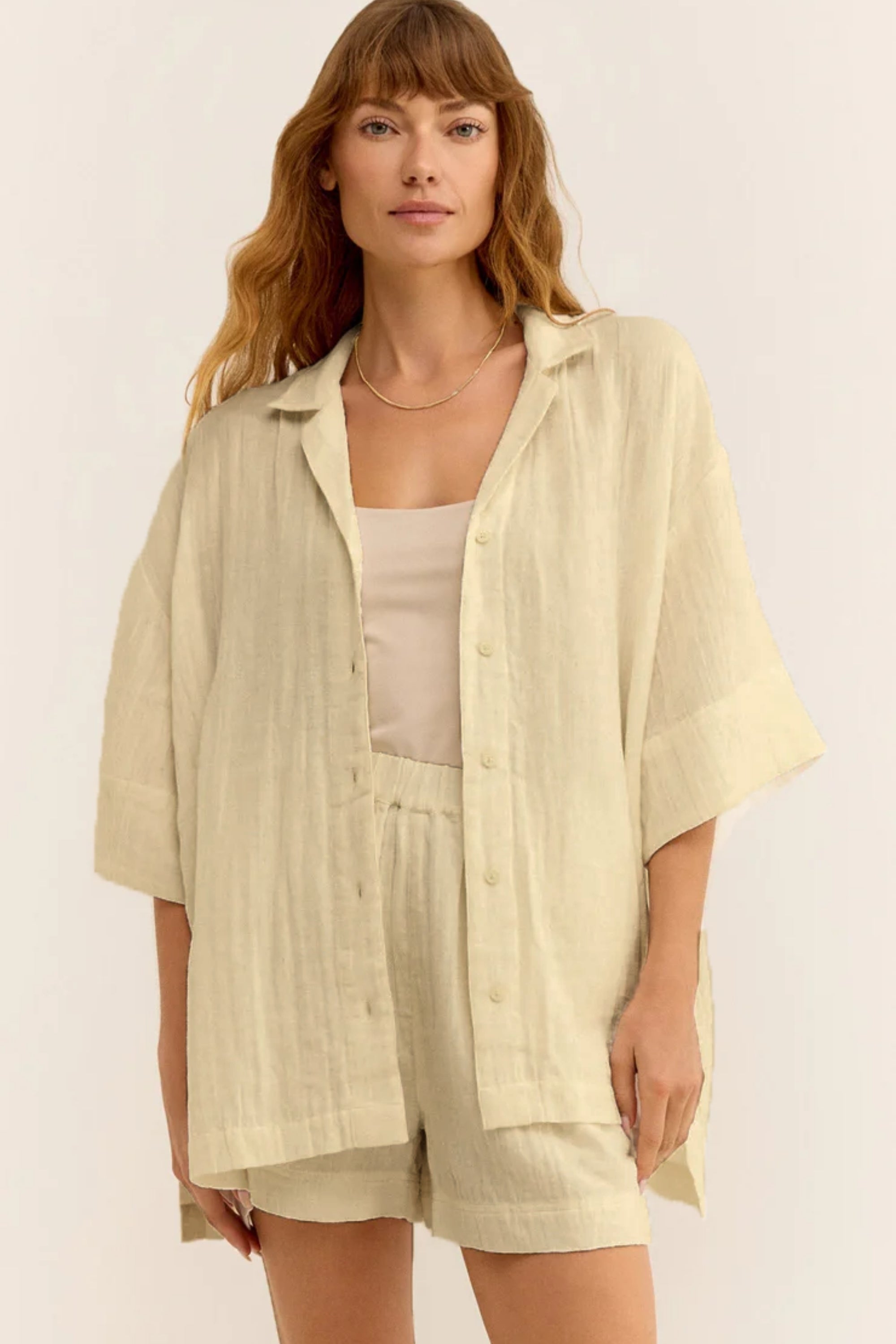 Kadın Müslin Plaj Gömleği - Günlük, Plaj.