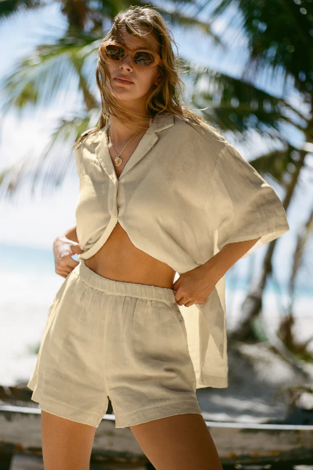 Kadın Müslin Plaj Gömleği - Günlük, Plaj.