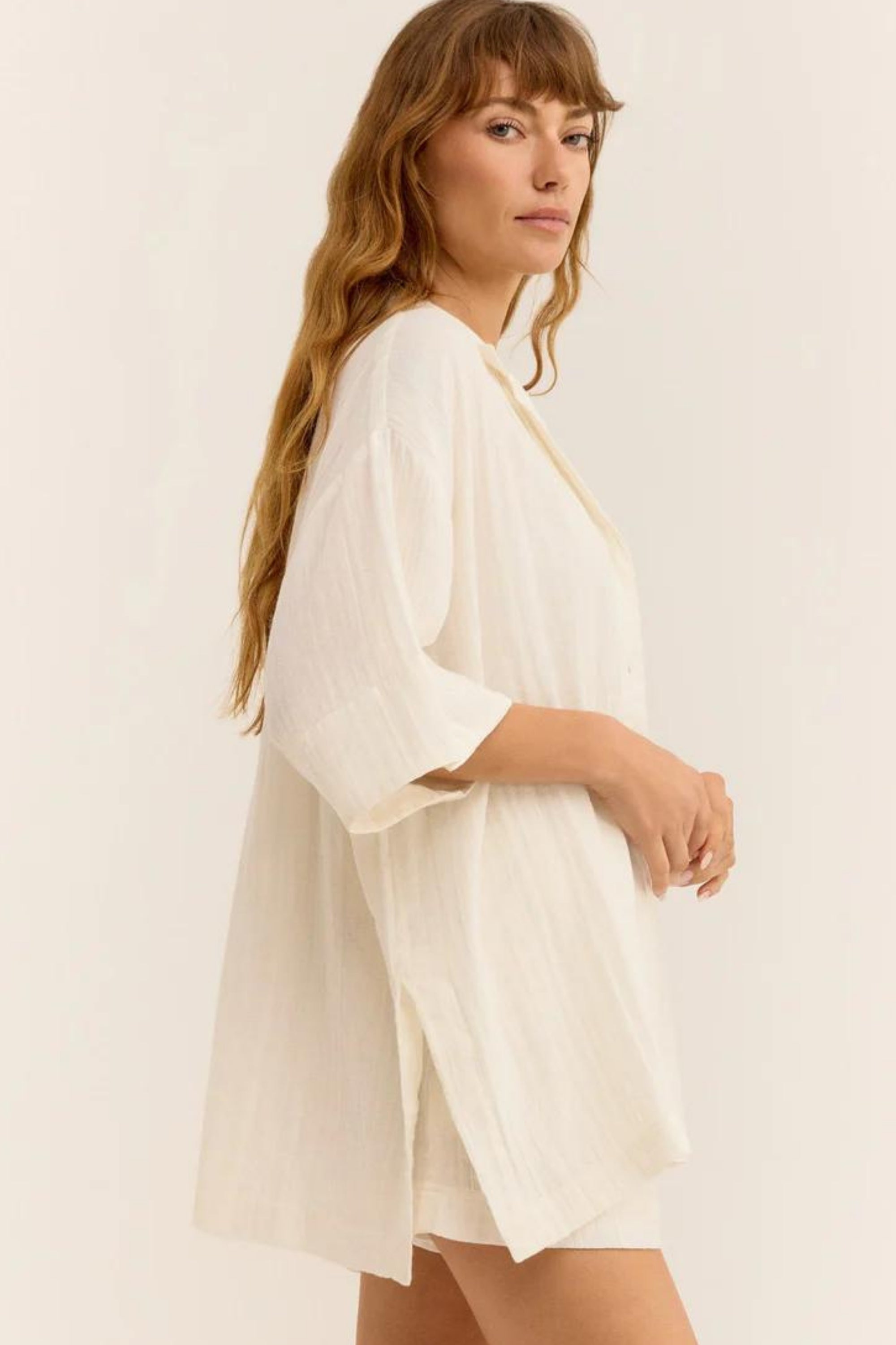 Kadın Müslin Plaj Gömleği - Günlük, Plaj.