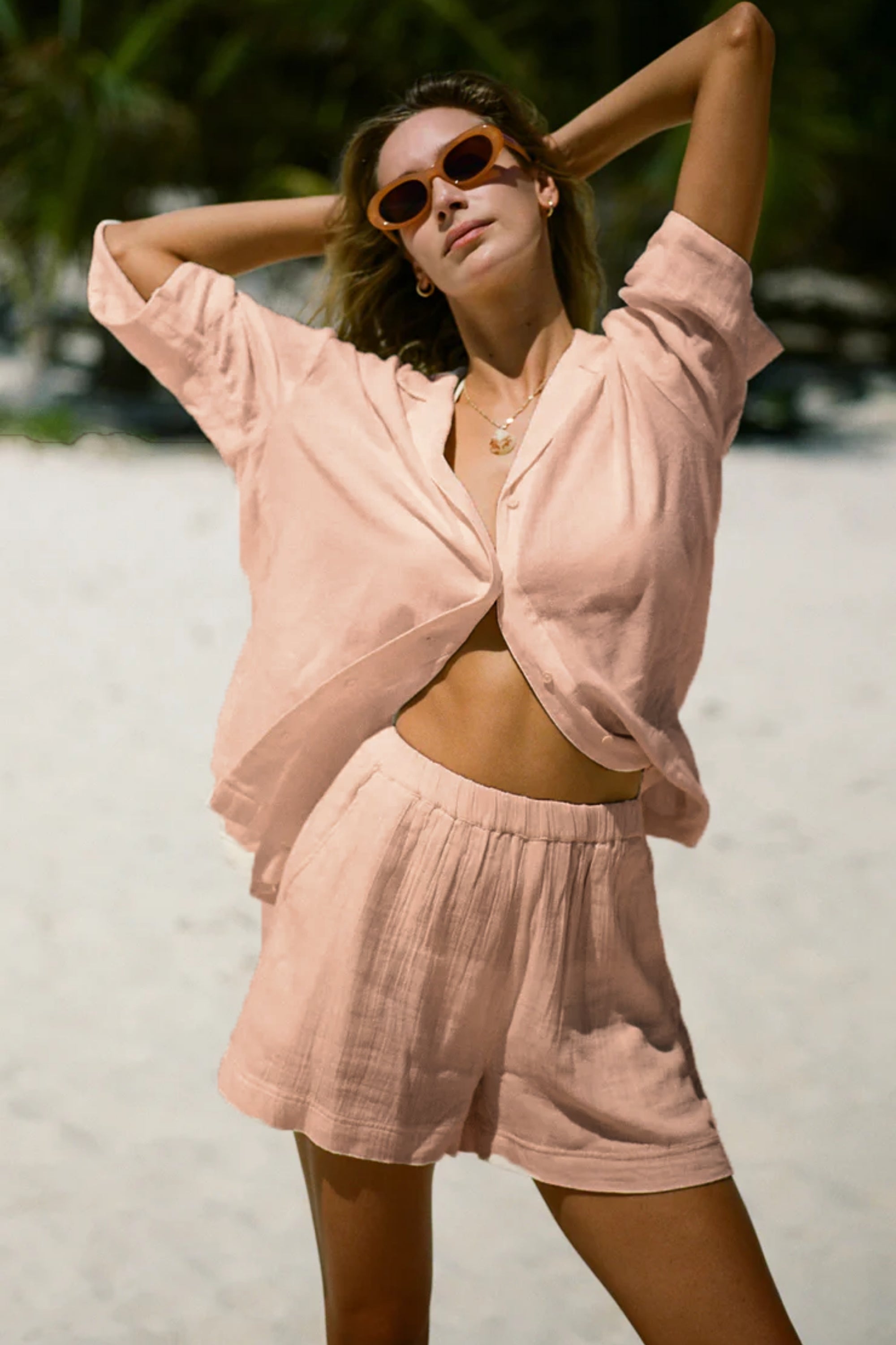 Kadın Müslin Plaj Gömleği - Günlük, Plaj.