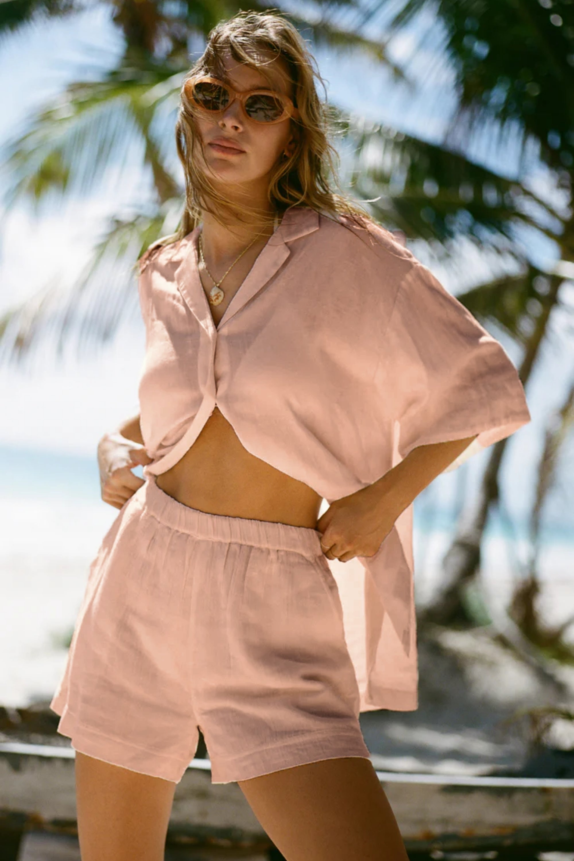 Kadın Lastikli Müslin Şort - Plaj Şortu - Plaj, Günlük.