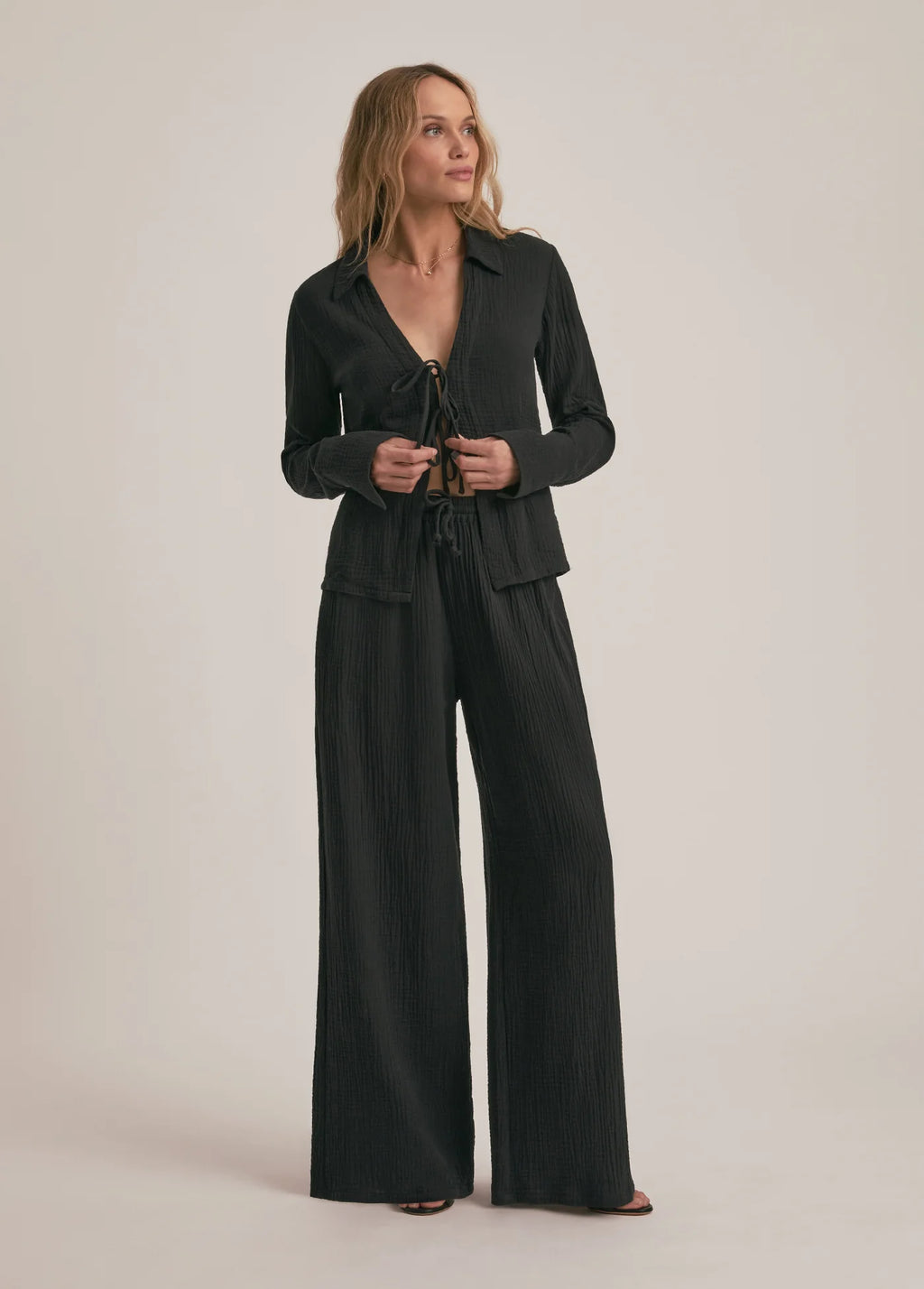 Bağlamalı Müslin Kadın Gömlek – Müslin Kumaş – Hafif, Nefes Alabilir – Plaj & Günlük