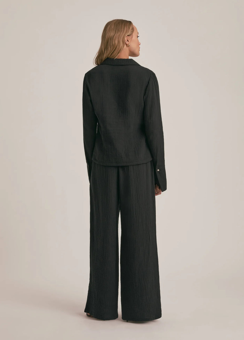 Müslin Kadın Bağlamalı Gömlek ve Pantolon Seti, 2 Kat Müslin Kumaş, Rahat Kalıp