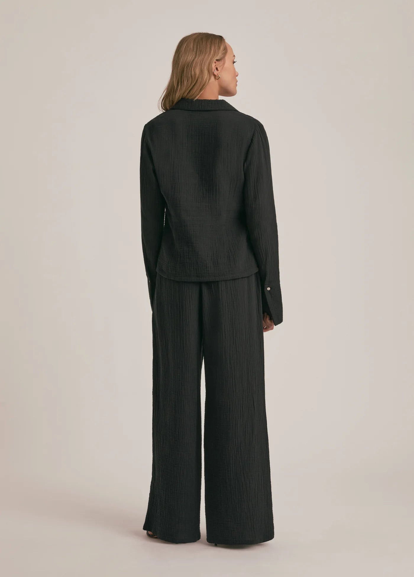 Müslin Kadın Bağlamalı Gömlek ve Pantolon Seti, 2 Kat Müslin Kumaş, Rahat Kalıp