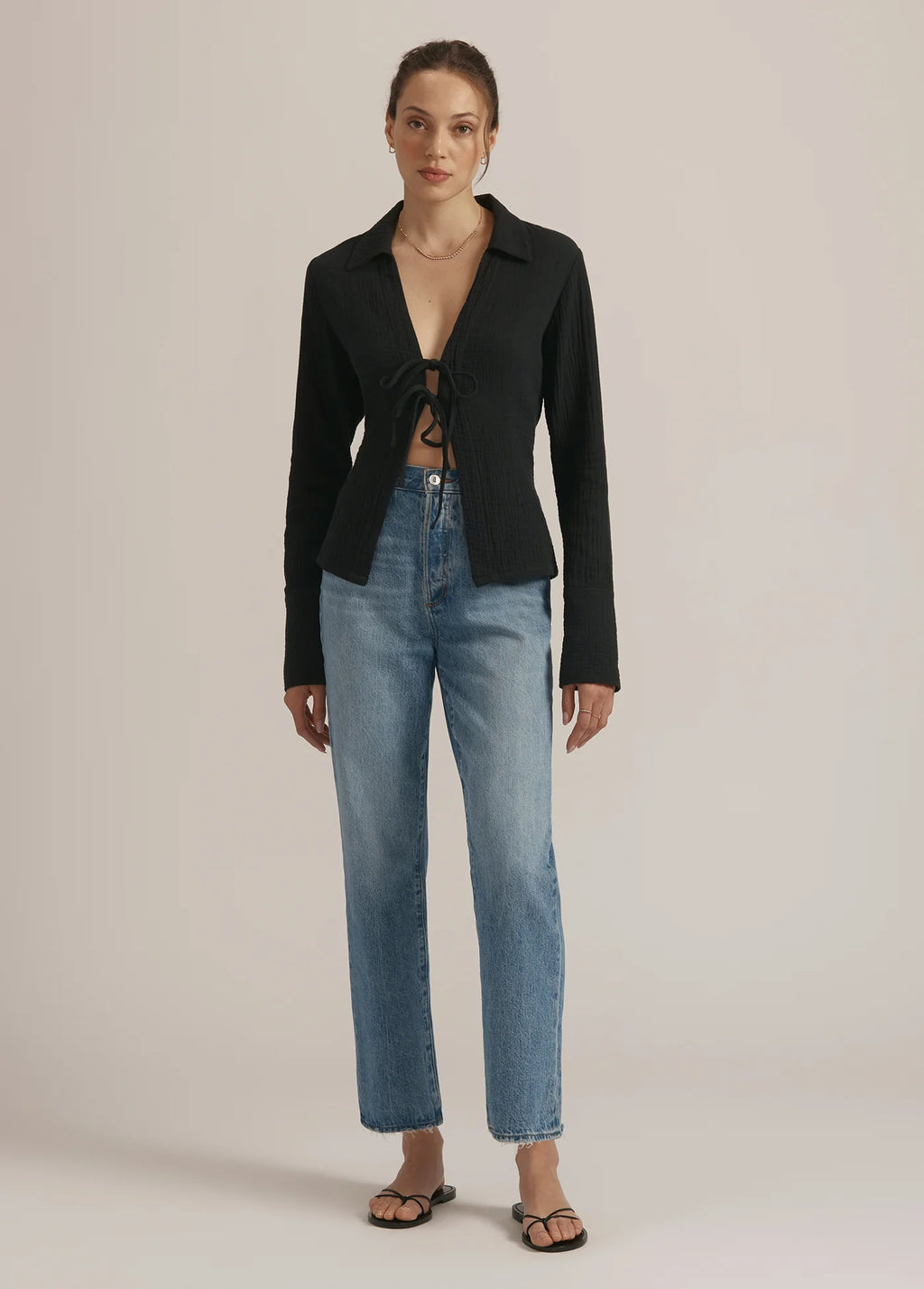 Bağlamalı Müslin Kadın Gömlek – Müslin Kumaş – Hafif, Nefes Alabilir – Plaj & Günlük